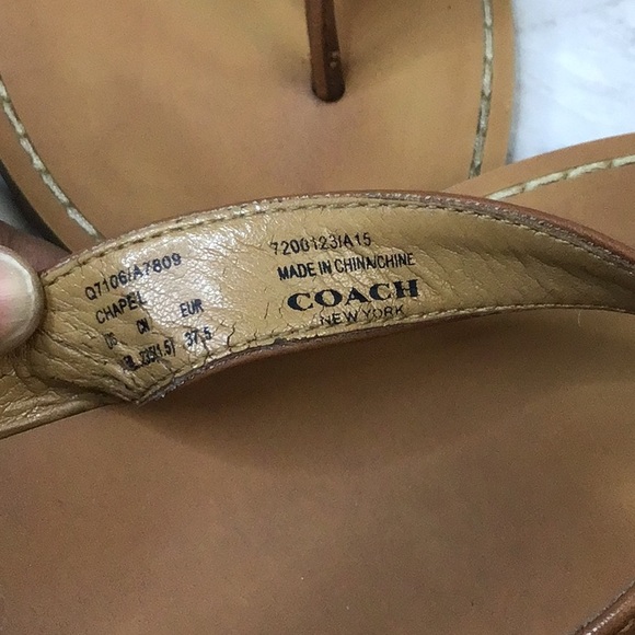 COACH Brown Leather slippers flip flops - Picture 9 of 9
